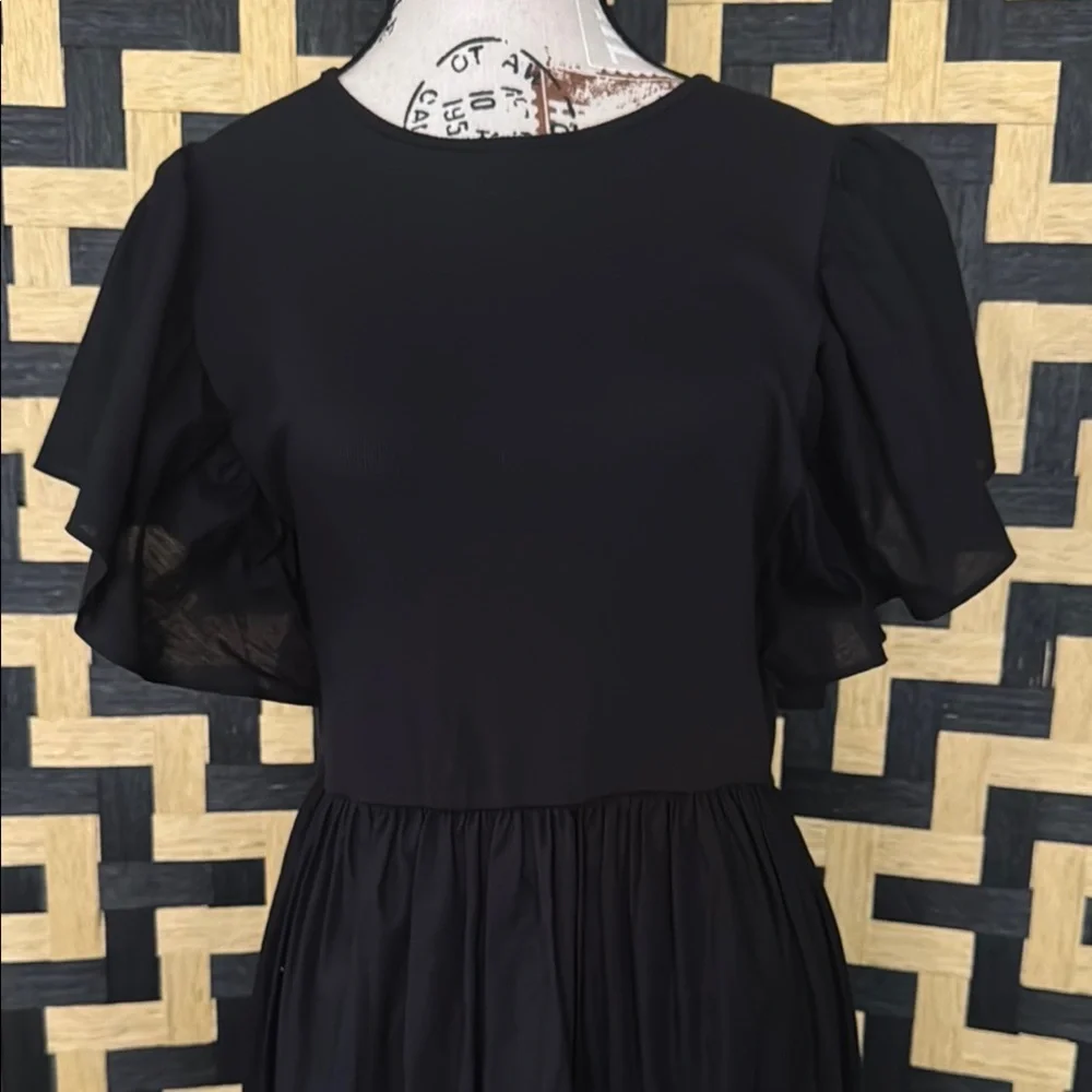 Zara Black Flutter Sleeve Midi Sundress - Picture 2 of 16